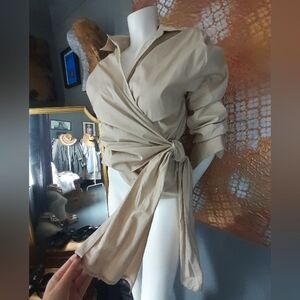 Nwot Zara 100% Cotton Wrap Blouse